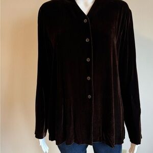 Chic Black Velvet Women's Button Down Shirt